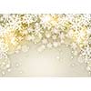 Conceptual image with snowflakes on golden background