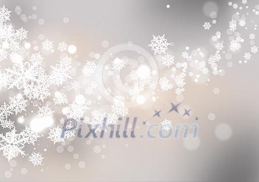 Conceptual image with snowflakes on golden background