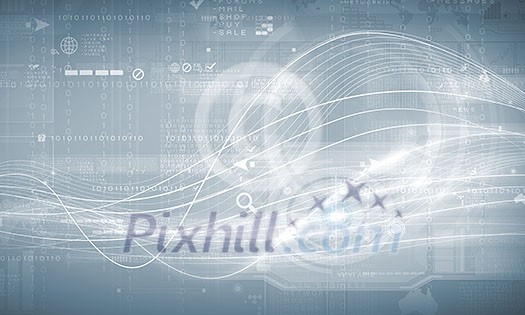Media background image with icons and binary code Media background image with icons and binary code