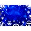 Blue Christmas background with snowflakes and lights