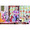 happy child kids group have fun and play at kindergarden indoor preschool education concept with  teacher