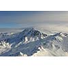 mountain snow fresh sunset at ski resort in france val thorens 