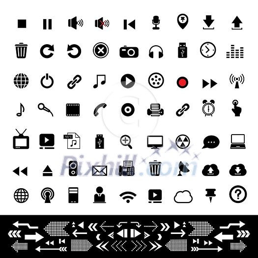music button icon set for media 