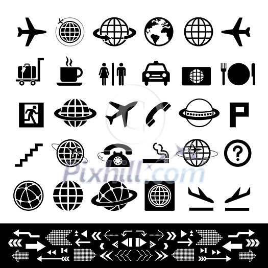 vector basic icon set for airport 