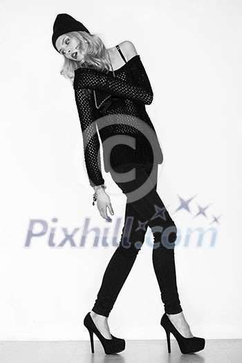 Black and white photo of beautiful model Black and white photo of beautiful model