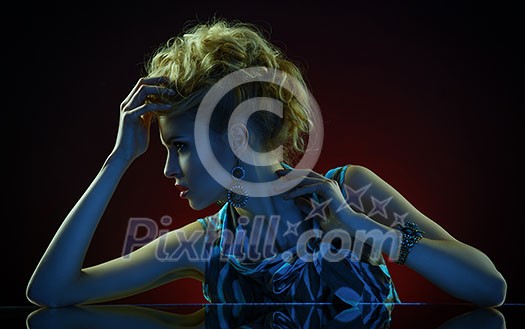 Dream color fashion women in red and blue colors Dream color fashion women in red and blue colors