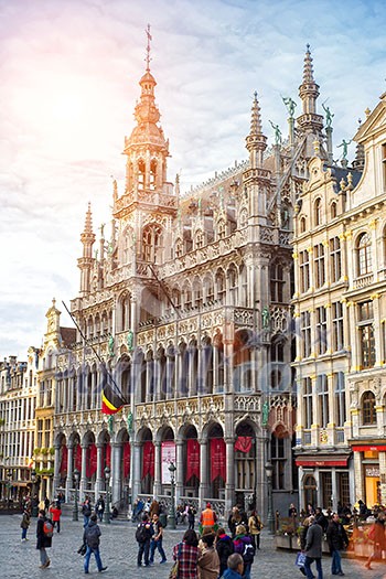 Brussels, Belgium, - Grand Place, February 17, 2014: Photo of Grand Place or Grote Markt - the central square of Brussels and most beautiful town square in Europe Brussels, Belgium, - Grand Place, February 17, 2014: Photo of Grand Place or Grote Markt - the central square of Brussels and most beautiful town square in Europe