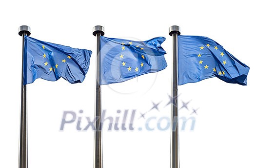 European Union flags isolated on white background European Union flags isolated on white background