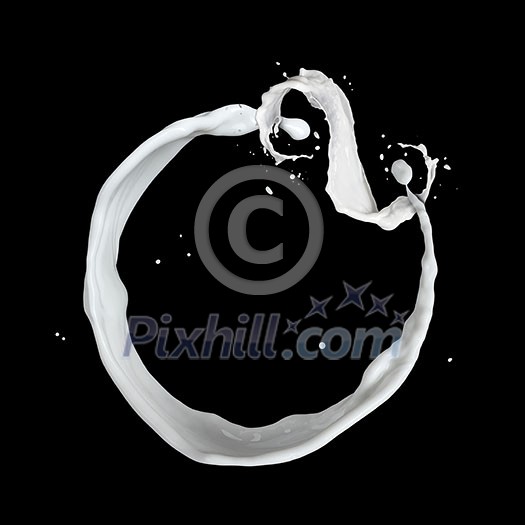 milk splash isolated on black