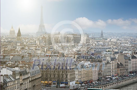 View of Paris with Eiffel tower View of Paris with Eiffel tower
