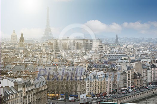 View of Paris with Eiffel tower