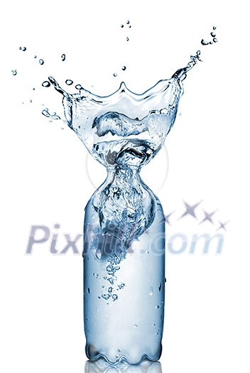 plastic bottle with water splash isolated on white plastic bottle with water splash isolated on white