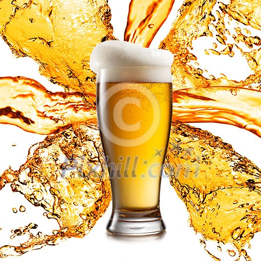 Beer in glasses isolated on white background Beer in glasses isolated on white background
