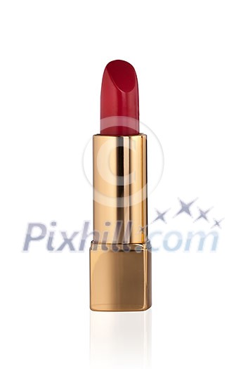 Red lipstick isolated on white background