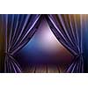 violet curtains in theater with dramatic light