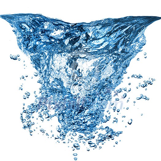 water splash with bubbles isolated on white water splash with bubbles isolated on white