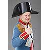 Actor dressed as Napoleon. Historical costume.