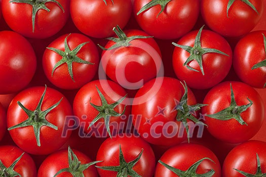 red tomatoes background. top view