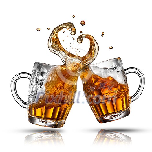 Beer splash in shape of heart isolated on white Beer splash in shape of heart isolated on white