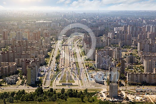 Kiev, summer cityscape of Ukrainian capital from bird's eye view Kiev, summer cityscape of Ukrainian capital from bird's eye view