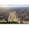 Kiev, summer cityscape of Ukrainian capital from bird's eye view