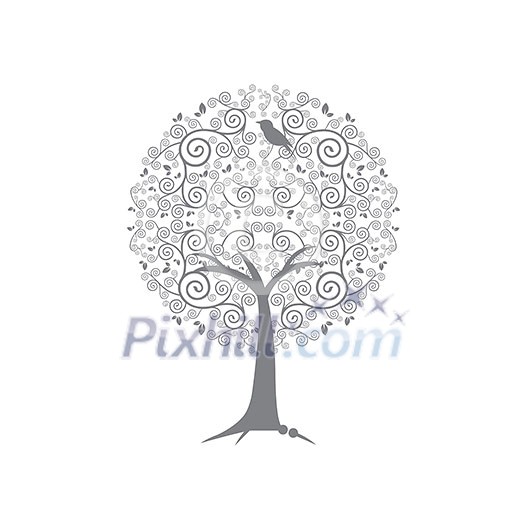 vector decorative tree vintage style 