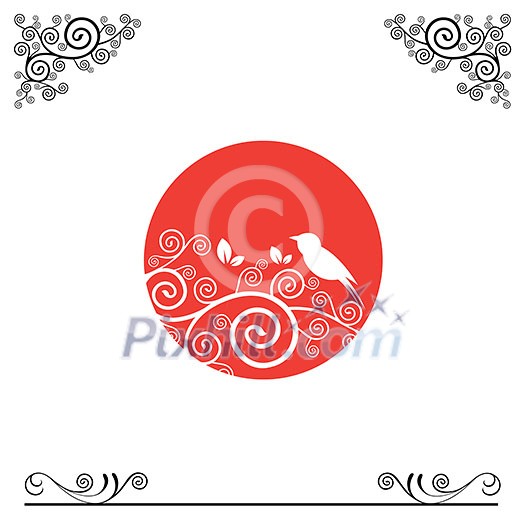 vector bird in sun art vintage design vector bird in sun art vintage design