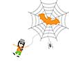 spider and man vector cartoon card for halloween day  