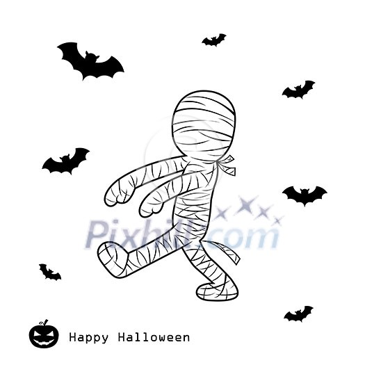 mummy halloween day vector cartoon  