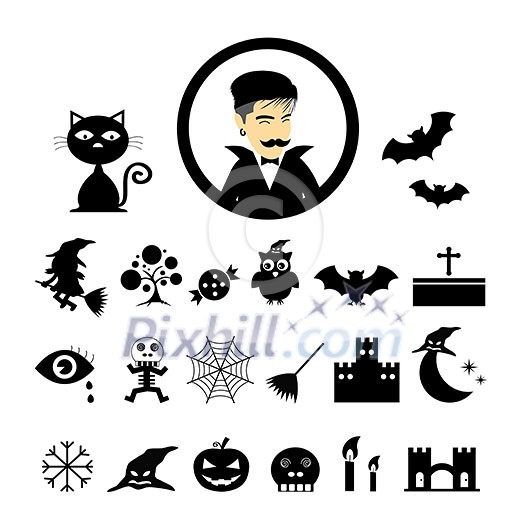 vector halloween icon set on white background vector halloween icon set on white background