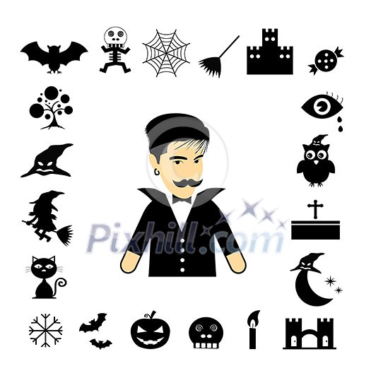 vector halloween icon set on white background vector halloween icon set on white background