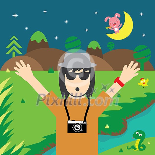 vector cartoon journey in nature vector cartoon journey in nature