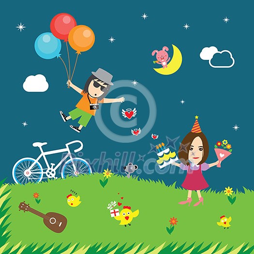 vector happy birthday card cute cartoon 