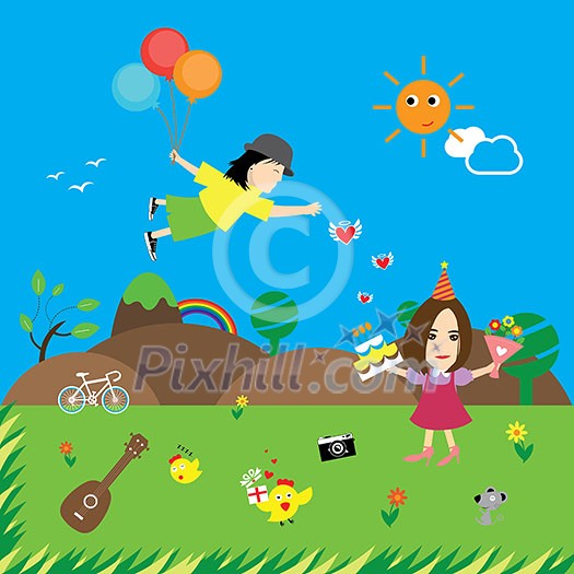 vector happy birthday card cute cartoon vector happy birthday card cute cartoon