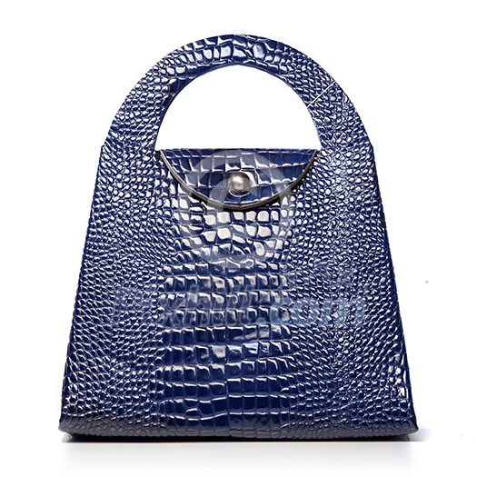luxury blue leather female bag isolated on white