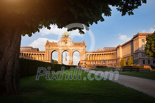The Triumphal Arch in Cinquantennaire Parc in Brussels , Belgium