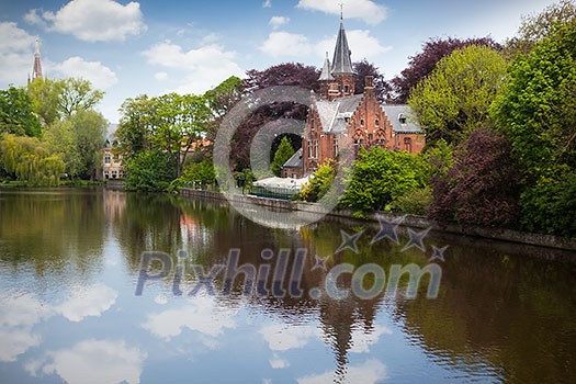 Spring landscape in Love lake - Bruges, Belgium