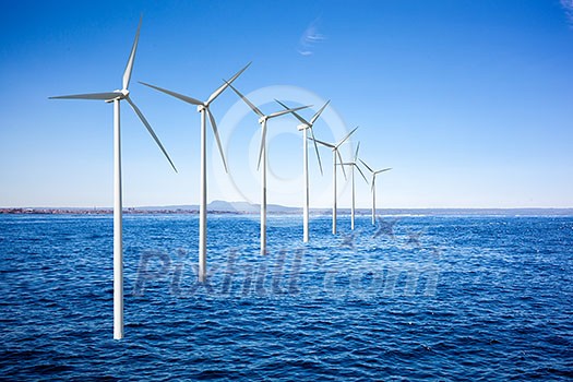 Wind generators turbines in the sea