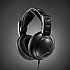 Headphones on grey background