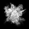 White powder explosion isolated on black background