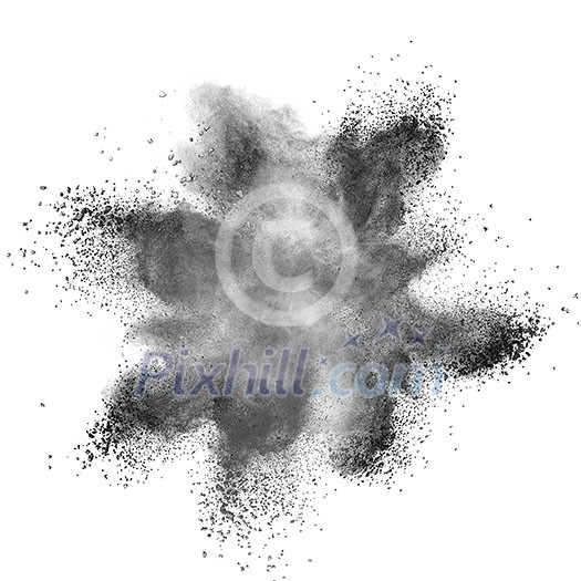 White powder explosion isolated on black background White powder explosion isolated on black background