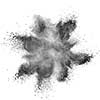 White powder explosion isolated on black background