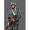 German infantryman during the first world war. Soldier with gun. Isolated on gray.