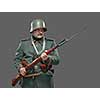 German infantryman during the first world war. Isolated on gray.