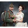 German soldiers of the First World War, with his lady.