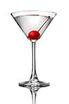 martini with cherry isolated on white