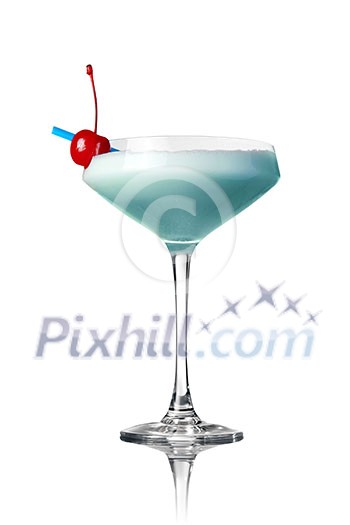 blue cocktail isolated on white blue cocktail isolated on white