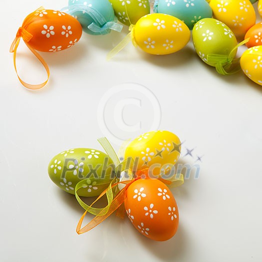 color easter eggs on white