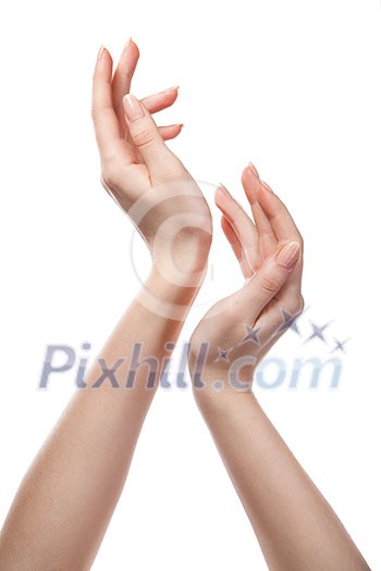 figure from female hands isolated on white figure from female hands isolated on white
