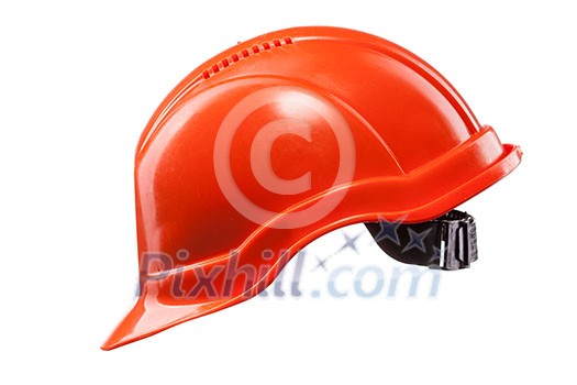 Red hard hat isolated on white Red hard hat isolated on white